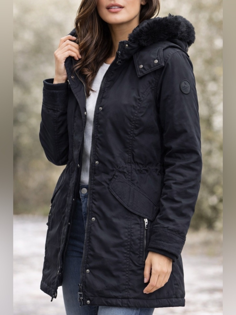 Abercrombie & Fitch Ultra Parka Jacket Small Black Hooded Water Wind Resistant